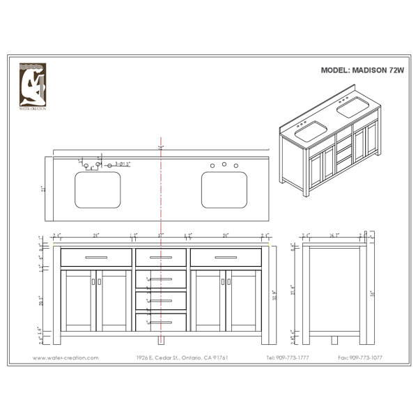 Water Creation Madison 72" Double Bathroom Vanity Set & Reviews Perigold